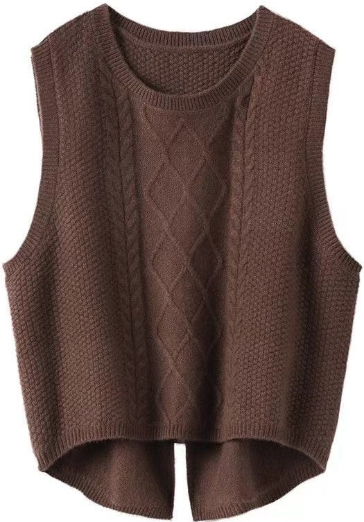 Charlie Cable Knit Backslit Sweater Vest