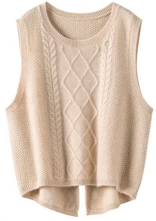 Charlie Cable Knit Backslit Sweater Vest