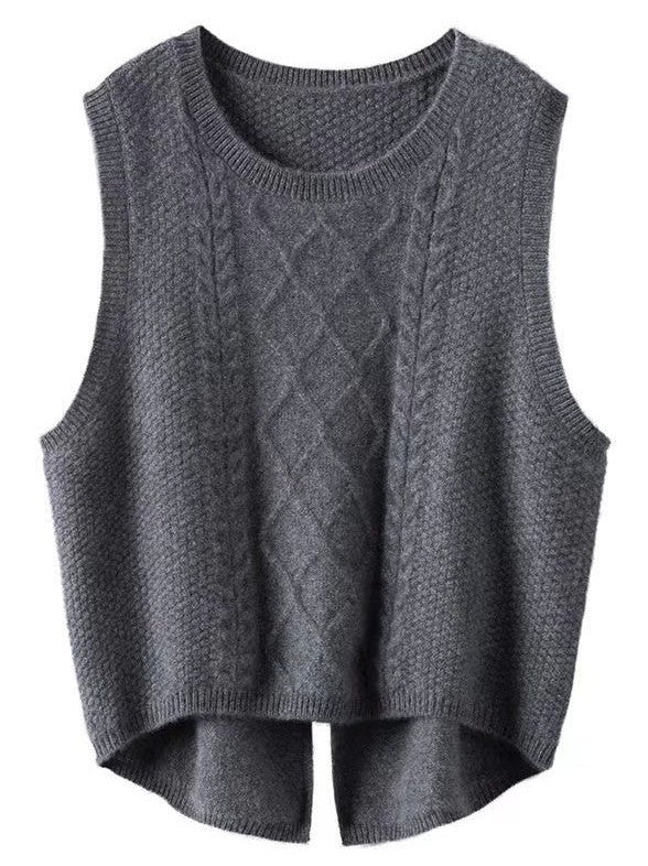 Charlie Cable Knit Backslit Sweater Vest