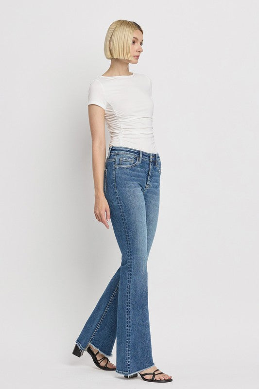 Josie High Rise Slant Hem Flare Jeans