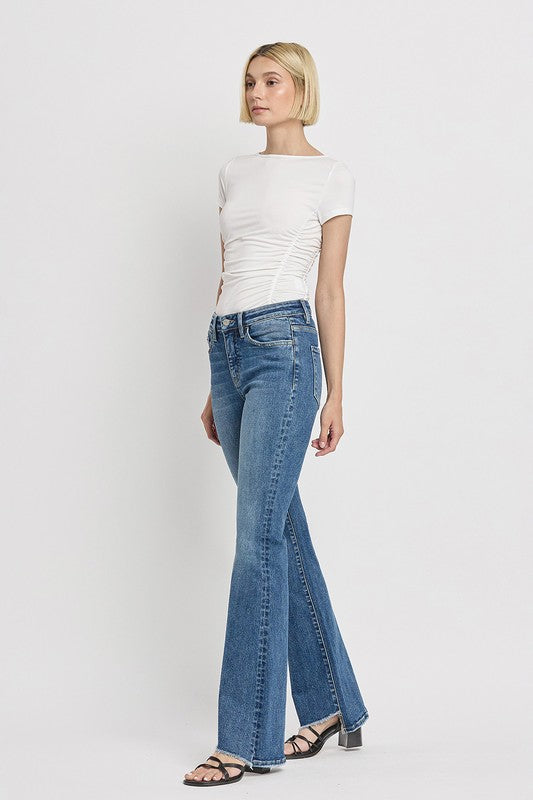 Josie High Rise Slant Hem Flare Jeans