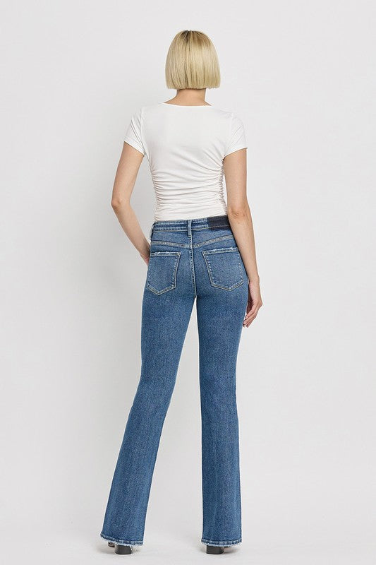 Josie High Rise Slant Hem Flare Jeans