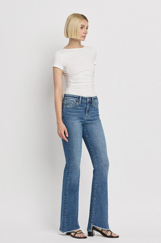 Josie High Rise Slant Hem Flare Jeans