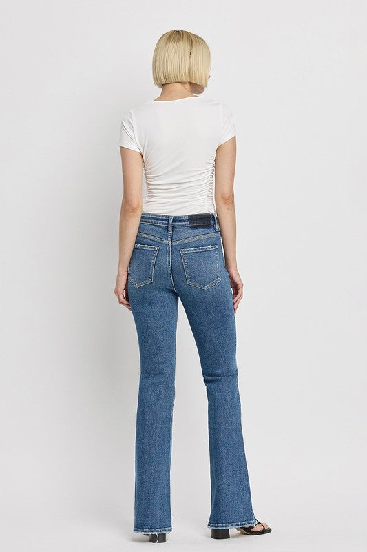 Josie High Rise Slant Hem Flare Jeans