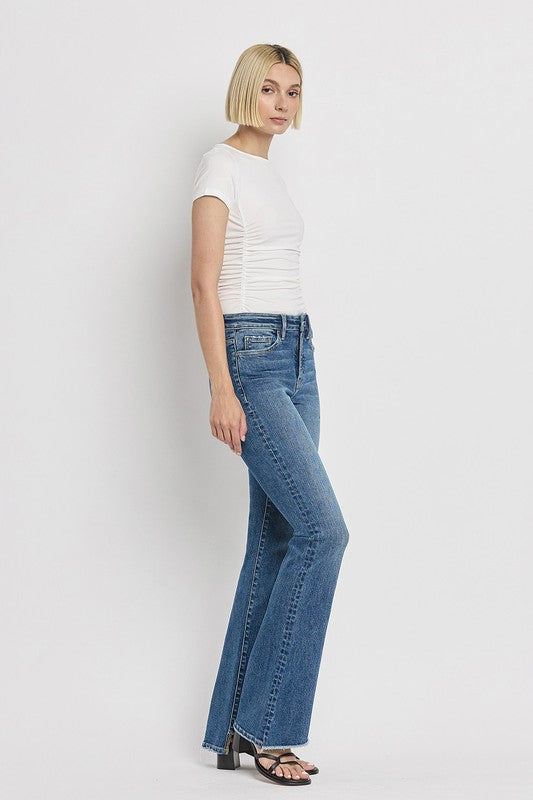 Josie High Rise Slant Hem Flare Jeans